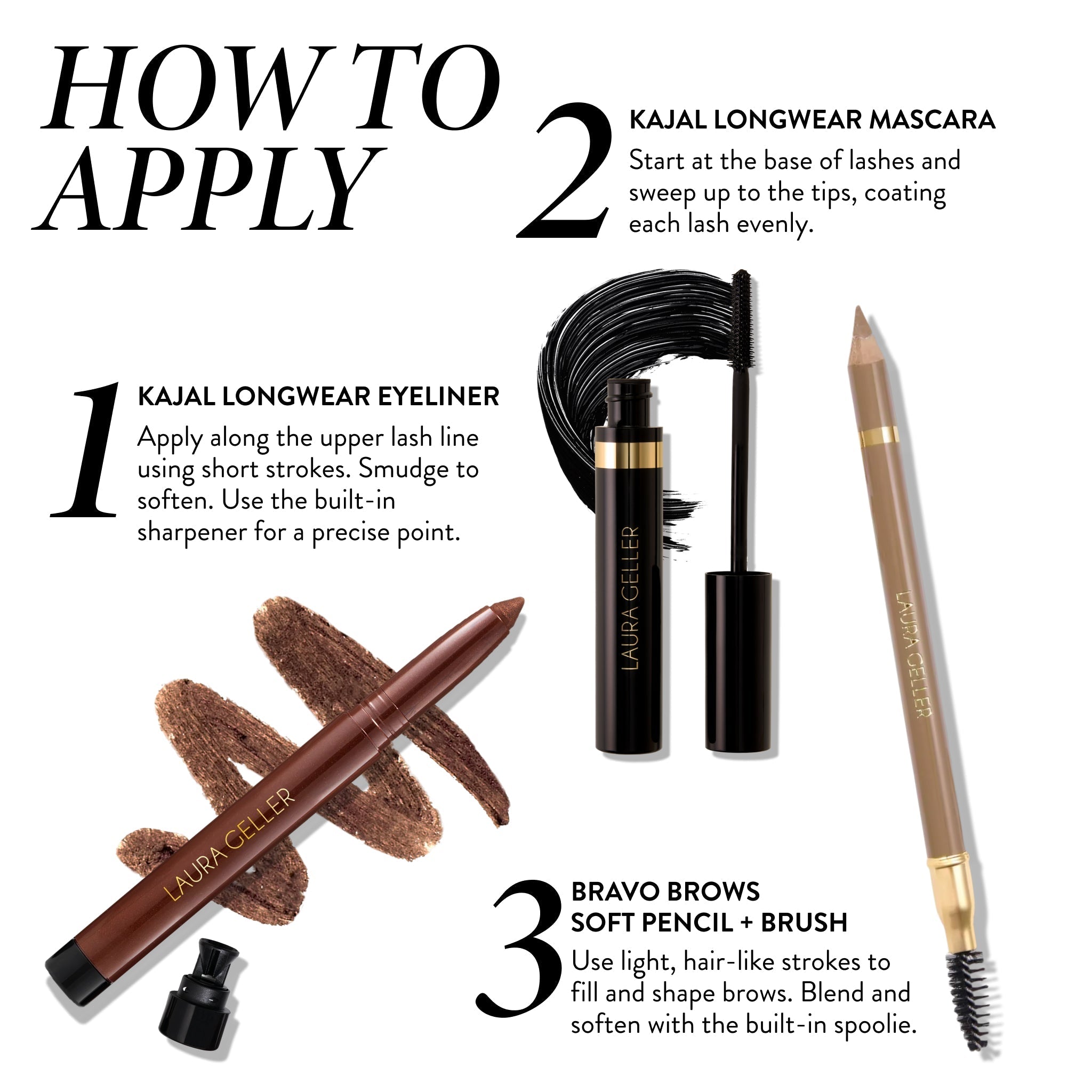 Laura’s 3 E’s: Eyebrows, Eyelash & Eyeliner Kit (3PC)